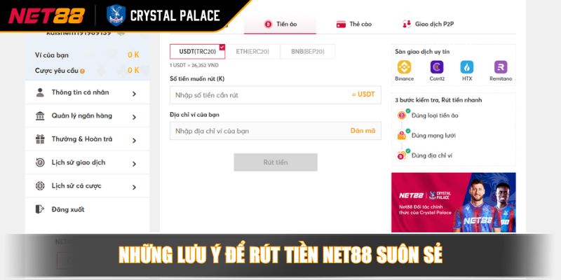 Những lưu ý để rút tiền NET88 suôn sẻ